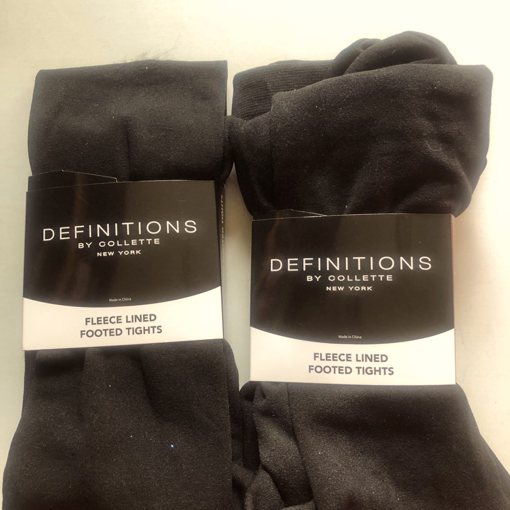 Two pairs of Black Fleece Lined Footed Tights